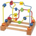 Labirintul Woody Maze cu trasee colorate Joc Educațional din Lemn de indemanare, de condus bile pe trase suspendate elicoidale